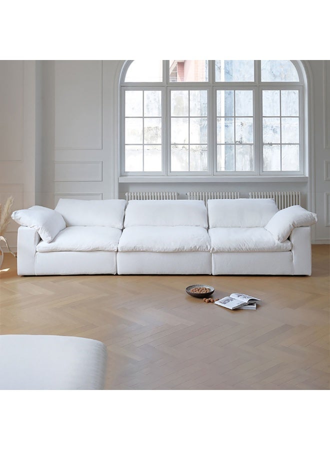 Al Zakharef Furniture Cloud L-Shape Luxury Sofa with Ottoman – 3 Seater Modular Sectional Sofa, Soft Polyester Fabric, Dacron Foam Cushions, Modern Minimalist Living Room Sofa, White - Image 3